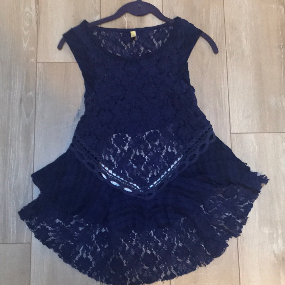 Free People Royal blue lace top